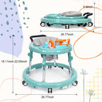 HolyBase Music and Lights Baby Walker Foldable with 9 Adjustable Heights, Baby Walker with Wheels Portable, Infant Toddler Walker for Baby Boy Girls 6-18 Months