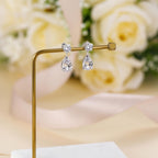 EAMTI Teardrop Bridal Wedding Earrings for Women Cubic Zirconia Crystal 925 Sterling Silver Post Pear Cut Dangle Earring for Bride Bridesmaid