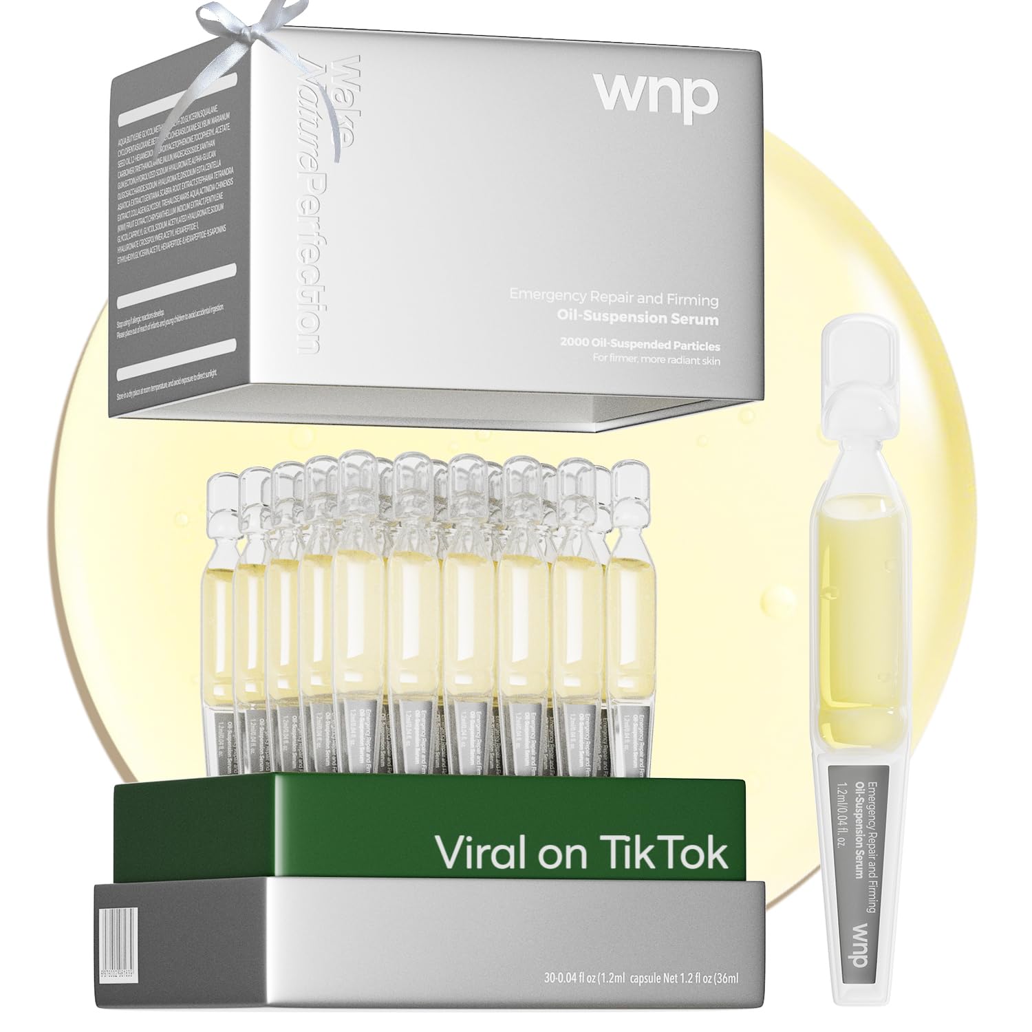 WNP collagen &4D hyaluronic acid Serum Anti Aging,Oil-Suspension Serum|Barrier repair Firming Emergency Repair|WaterOilBalance| Single-Use Vials Skincare for Sensitiveskin(1.2ml/0.04 fl.oz.)*30