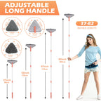 Wall Cleaner Triangle Mop with 82'' Long Handle - Wall Scrubber, Cleaning Washer Tool with 4 Microfiber Chenille Duster Pads for Clean Walls, Ceiling, Windows, Baseboards, Floors (Gray)