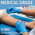 FINITEX Blue Disposable Nitrile Exam Gloves - 200 PCS/BOX 3.5mil Rubber Powder-Free Latex-Free Medical Examination Home Cleaning Food Gloves, LARGE