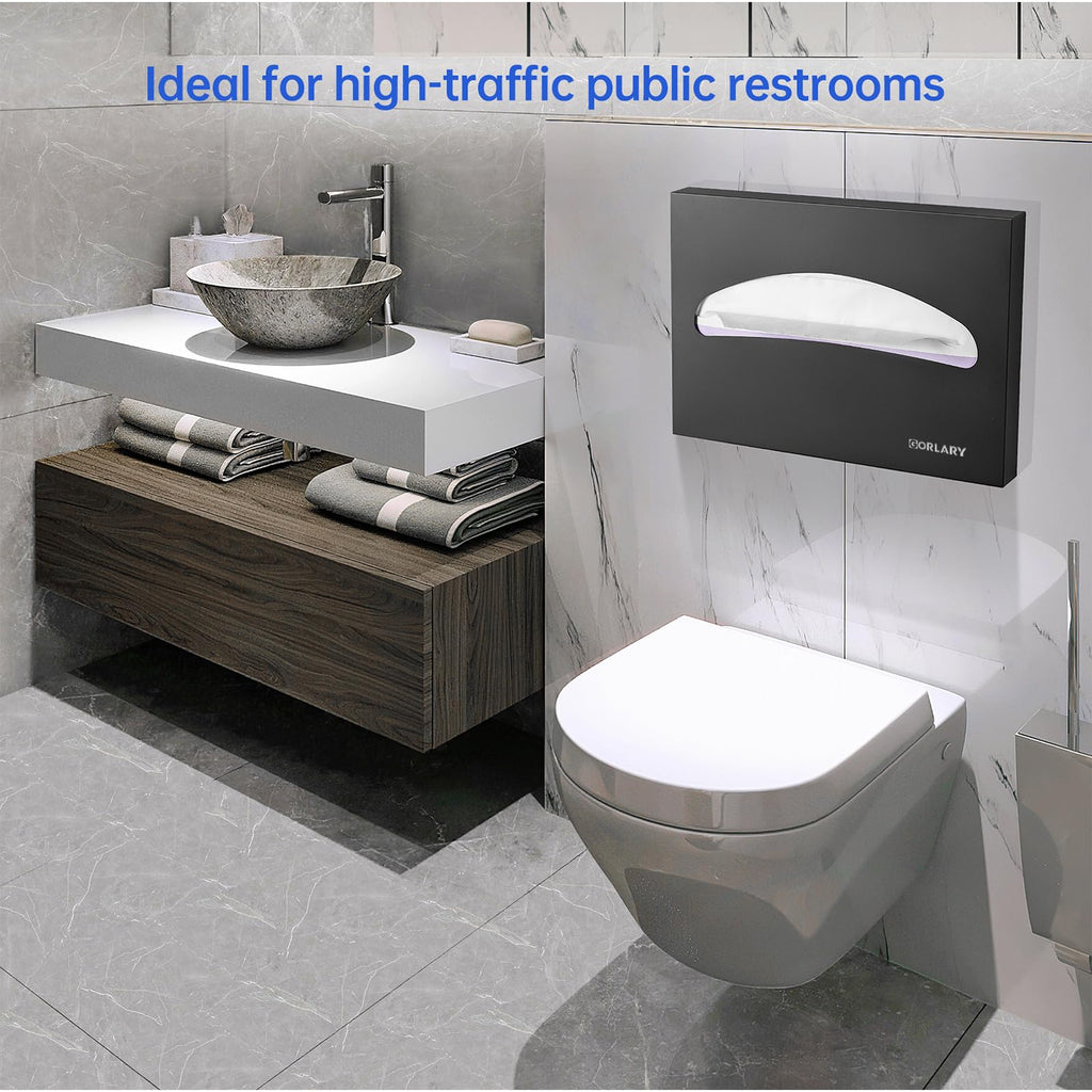 Gorlary Commercial Toilet Seat Cover Dispenser Wall Mount, Matte Black