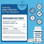 Purely Optimal Magnesium Complex - 6 Forms Magnesium Glycinate, Citrate & Malate - Sleep Support, Stress Relief, Muscles, Heart Health & Relaxation - Magnesium Supplement for Women & Men, 120 Caps