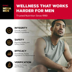 GNC Mega Men 50 Plus Multivitamin Caplets for Men, Clinically Proven, Heart & Prostate Health, B Vitamins, Saw Palmetto, Memory, Vitamin D-3, 60 Count