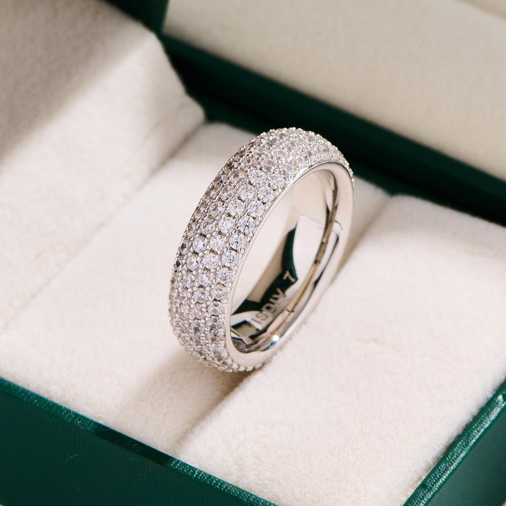 VISDIV 925 Sterling Silver Wedding Rings for Women Promise Engagement Non Tarnish Bands Rings CZ Cubic Zirconia Chunky Eternity Statement Wide Rings for Her