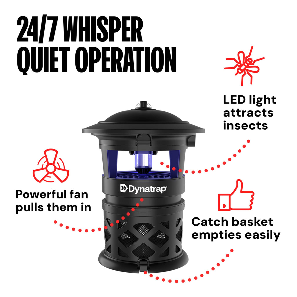 Dynatrap DT1130SR 1/2 Acre Mosquito & Flying Insect Outdoor Trap and Killer – Kills Mosquitoes, Flies, Wasps, Gnats, & Other Flying Insects - Bug Zapper Alternative – Black