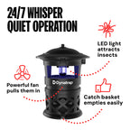 Dynatrap DT1130SR 1/2 Acre Mosquito & Flying Insect Outdoor Trap and Killer – Kills Mosquitoes, Flies, Wasps, Gnats, & Other Flying Insects - Bug Zapper Alternative – Black