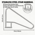 Garvee Pool Handrail 55"x32", Pool Railings for Inground Pools, Safety Handrails 375lbs Load Capacity, 304 Stainless Steel Stair Rail with Grip Cover