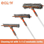 Eazer Squeegee Window Cleaner Tool, 2 in 1 Rotatable Window Cleaning Squeegee Kit with Extension Pole, 62'' Window Washing Kit, Bendable Head for Car Glass - 2 Scraper
