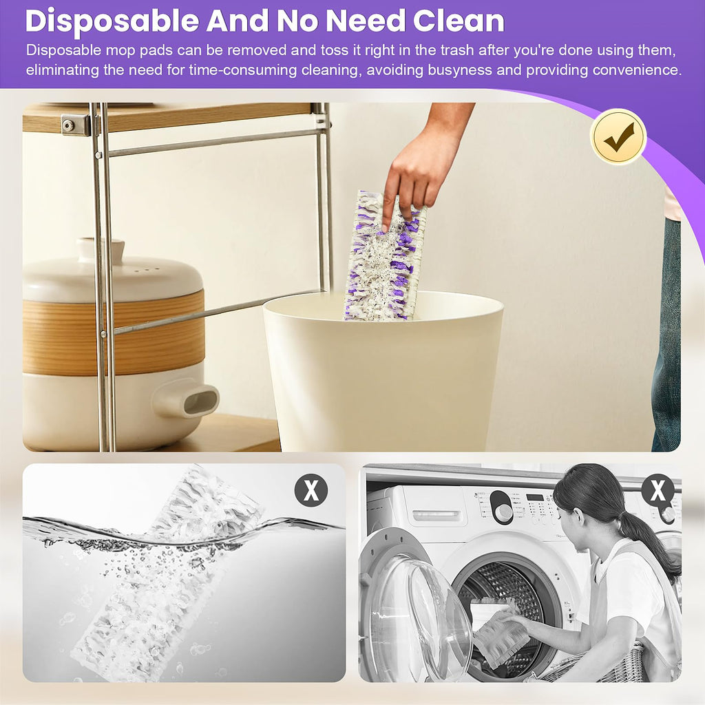 40 Pack Disposable Refill Pads for Power Mop™ Multi-Surface and for PowerMop™ Wood Mop, Repalcement Spray Mopping Pads for All Safe Floors