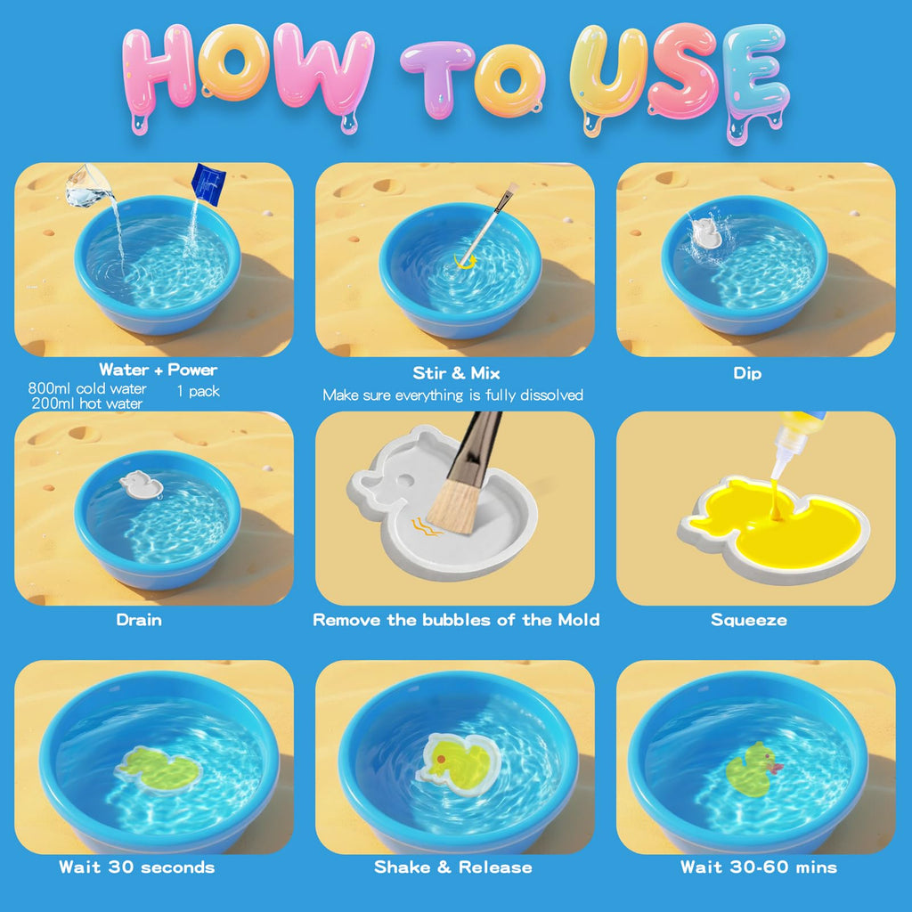 QANIY Magic Water Elf Toy Kit for Kids with 20 Gels and 24 Molds, Aqua Fairy,Fun DIY Craft Kit, Squishy Maker, Magic Water Art Kit Favors, Kids Christmas Gifts Crafts Ages 4-8