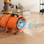 VEVOR Air Mover Blower Fan 10 Inch, 1893CFM 380W with 16.4ft Flexible Duct, Industrial Portable Ventilator Blower/Exhaust, Orange