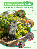Owl Decoys to Scare Birds Squirrels Away, 360 Rotating Head Activated