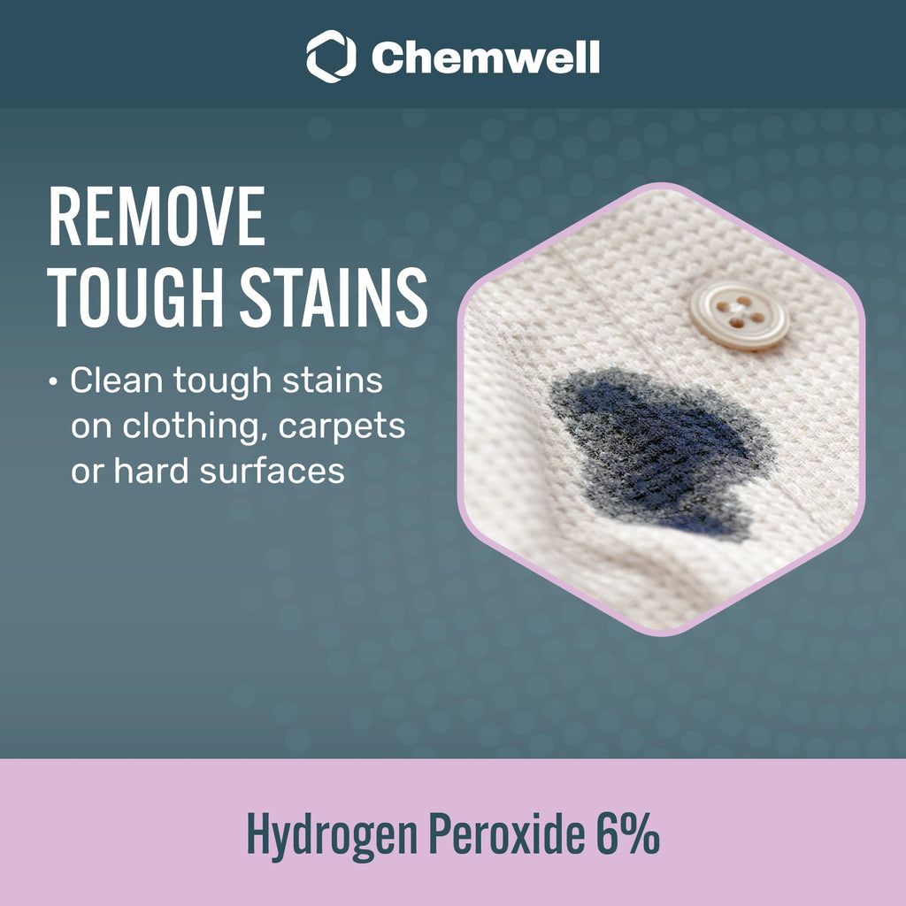 Chemwell 6% Hydrogen Peroxide - 1 Gallon - Multi-Purpose Cleaner for Home, Kitchen, Bath, and Laundry - Made in USA - for Household Use