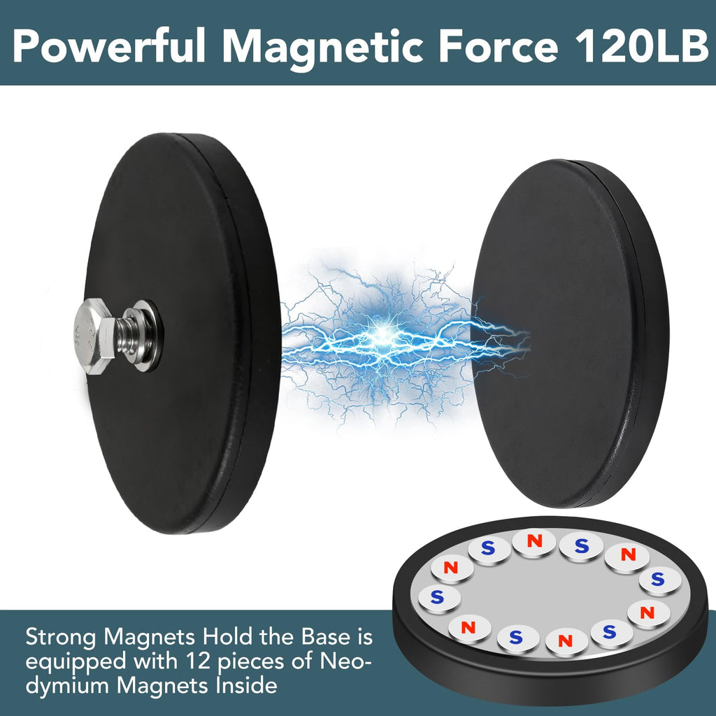 DIYMAG Rubber Coated Mounting Magnets 1/4in 120lbs 12pcs