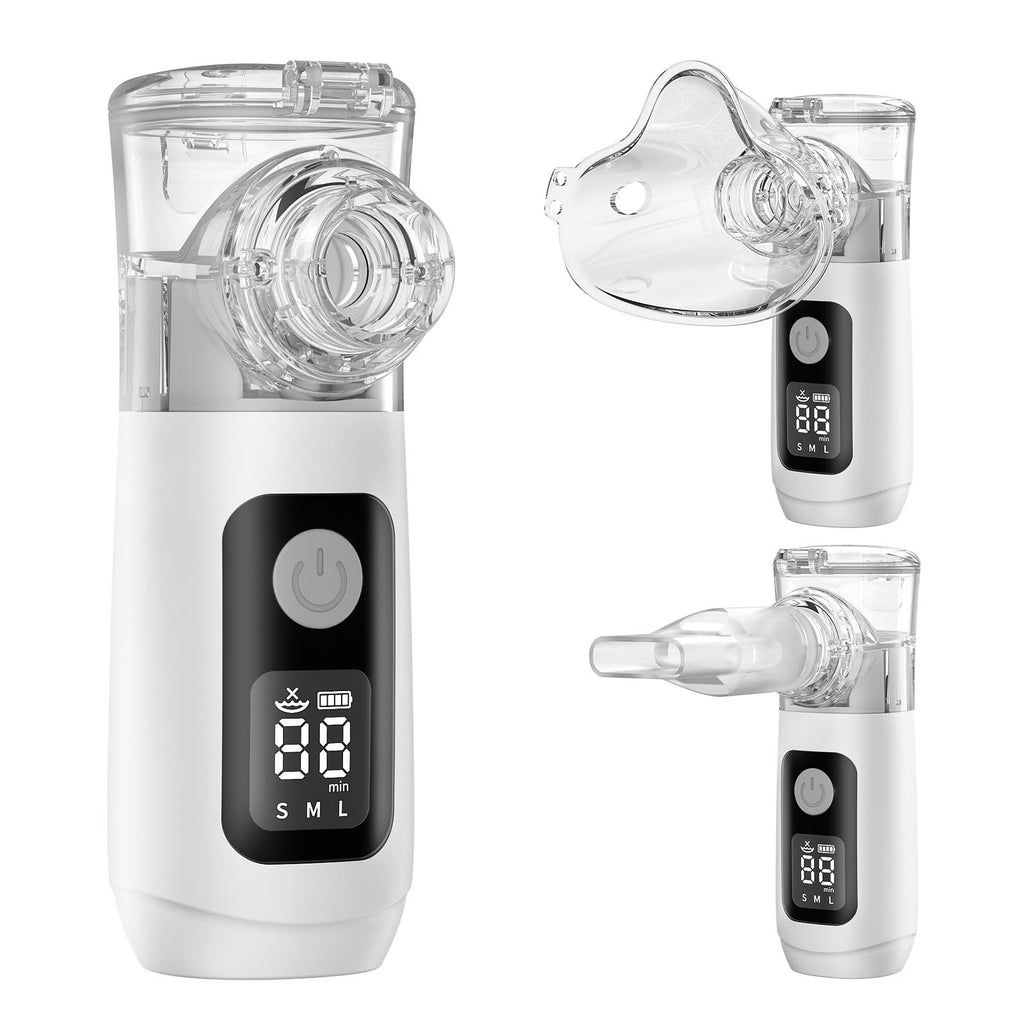 Smart Digital Display Portable Nebulizer for Adults and Kids, Rechargeable with Three Adjustable Mist Levels for Travel and Home Use-0518-NE07B-LUE-A3