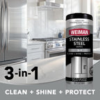 Weiman Stainless Steel Cleaner & Polish Kit, 2 Wipes & Cloth, Anti-Fingerprint, Removes Grease, Water Spots, Streaks & Residue, Polishing Cleaner Safe for Appliances, Chrome, Sinks & Grill Exteriors