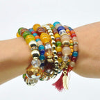 VONRU Bohemian Bracelet Sets for Women 6 Stackable Stretch Bracelets Multi-color Boho Jewelry Hippie Dainty (Bohemian stackable bracelet)