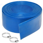 Gonioa 2 inches x 25 FT Heavy-Duty PVC Swimming Pool Backwash Hose, Reinforced Discharge Hose with Clamp for Swimming Pools, Blue