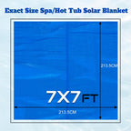 BigXwell Solar Pool Cover, Hot Tub Bubble Blanket,16-mil 7x7 Foot Square Spa Cover Hot Tub Solar Blanket, Heavy-Duty Heat Retaining Thermal Blanket