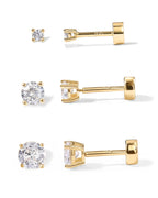 PAVOI Dainty Classic Stud Studs, Yellow Gold, Size 2mm, 3mm, 4mm