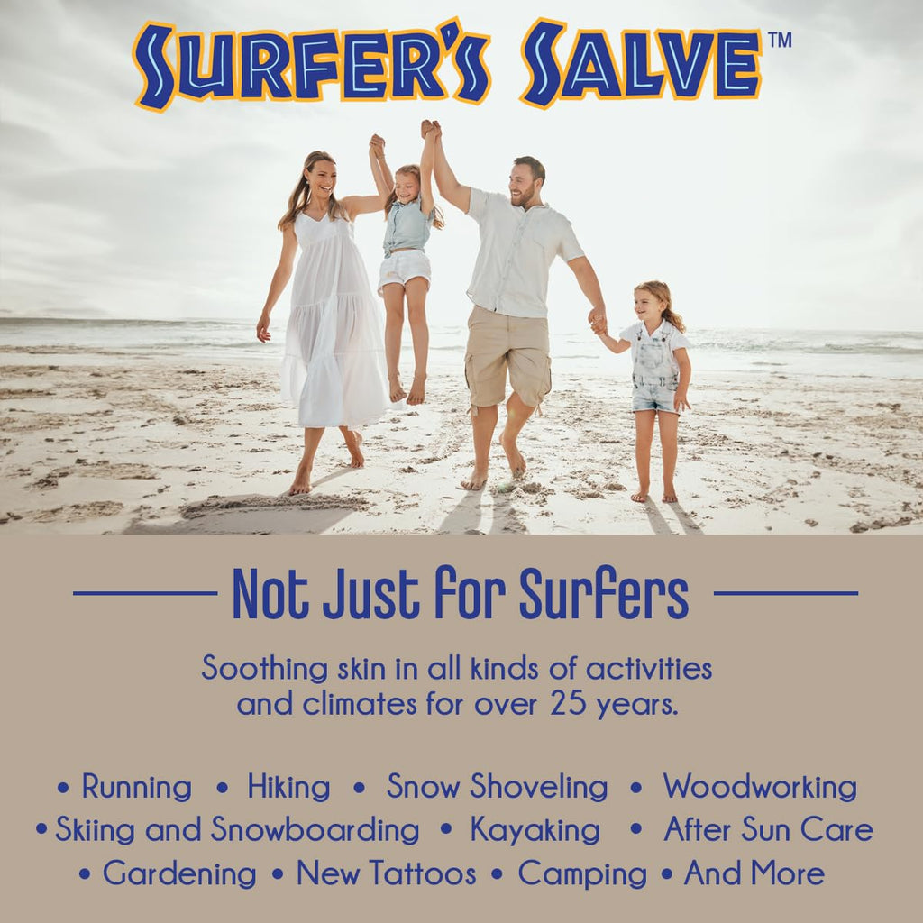 Island Soap & Candle Works Surfer's Salve - All Natural Skin Soothing Balm - Moisturizing Anti-Chafing Ointment for Insect Bites, Sunburn, Windburn, Chapped Lips, Rashes & New Tattoos - 4 Ounce