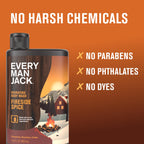 Every Man Jack Hydrating Body Wash - Fireside Spice - Deeply Clean with Glycerin + Naturally Derived Ingredients - 13.5 oz (2 Pack)