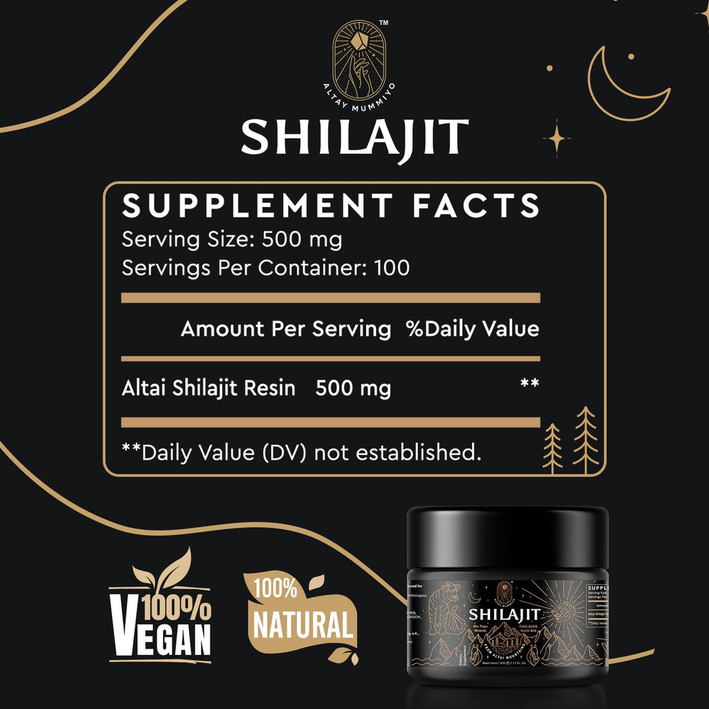 Shilajit Resin with Fulvic Acid & Trace Minerals, Original Siberian Shilajit Pure with 85+ Humic Acid Supplement Gel for Energy & Immune System - 100 Serving / 50g
