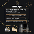 Shilajit Resin with Fulvic Acid & Trace Minerals, Original Siberian Shilajit Pure with 85+ Humic Acid Supplement Gel for Energy & Immune System - 100 Serving / 50g