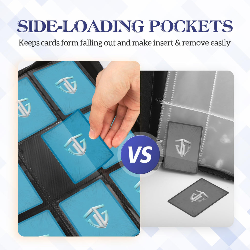 TCGUARD Trading Card Binder, 9 Pockets PU Card Collection Binder, Zipper Card Album Hold Up to 540 Cards, Binder for Sports Card, MTG, TCG Yugioh Card (Yellow)