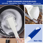 CELOX Kitchen Scrub Brush Set with Ergonomic Handle, Deep Cleaning Brushes, Include Dish Brush (Blue)