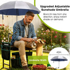 KELHOMECL Garden Kneeler and Seat with Umbrella, 2-in-1 Foldable Gardening Stool with Adjustable Bracket, Detachable Tool Bags, Heavy Duty Kneeler for Gardening (Beige Green)