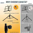 CAHAYA Sheet Music Stand Portable Folding Dual Use Desktop Book Holder