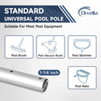 Orvella Pool Pole, 16FT Telescopic Pool Cleaning Pole, Professional Aluminum Swimming Pool Poles, 1-1/4" Universal Connector for Skimmer Net, Brush & Vacuum Head