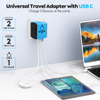 JMFONE Universal Travel Adapter, 2 USB-C & 2 USB-A Ports, 2500W AC Outlet