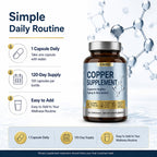 EAONE GHK-Cu Copper Peptide Supplement, 120mcg High Purity GHK Cu Capsules for Hair Health and Scalp Vitality, Promotes Youthful Glow, Support Skin Elasticity, Non-GMO, 120 Vegan Capsules