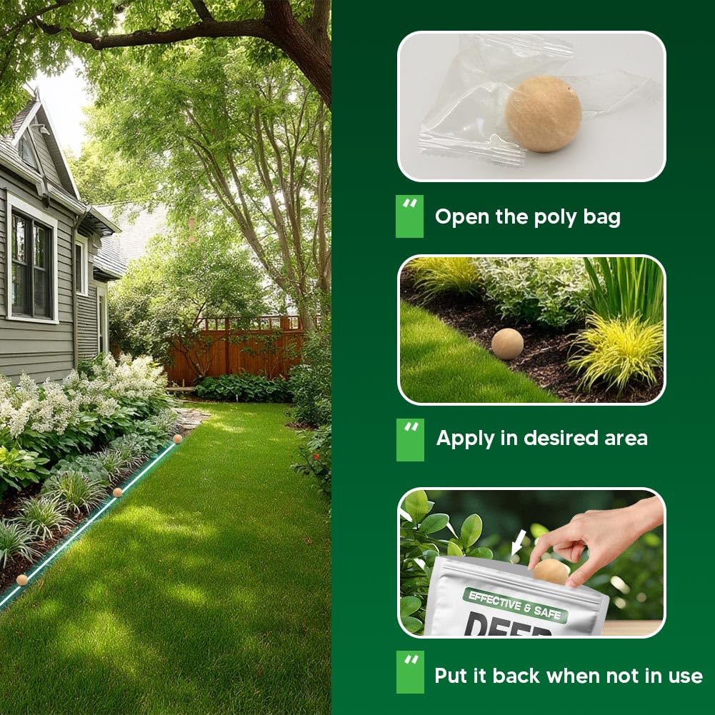 pzwmmsse Deer Repellent Outdoor, Rabbits Repellent for Garden, Bunny Repellent, Deer Deterrent for Plants, Keeps Deer & Rabbit Away from Yard, Lasting for 2 Months, Safe for Humans & Pets-8 Pack