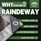 RAINDEWAY 10x12 Feet Tarps Heavy Duty Waterproof,10Mil Thick Multipurpose Poly Tarp Cover with Metal Grommets and Reinforced Edges,Silver/Brown Tarp