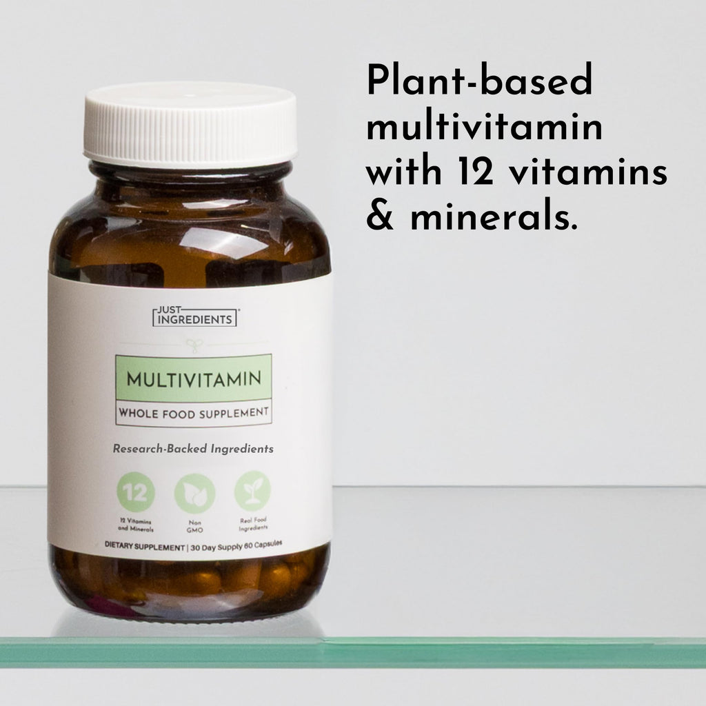 JUST INGREDIENTS Multivitamin Supplement - Plant-Based, Vegetarian Capsules, Muscle Growth, Immune Support - 60 Capsules