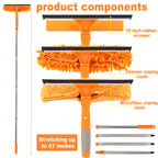Lemosyu Professional 67" Window Squeegee, 3-in-1 Rotatable Squeegee for Window Cleaning with Extension Poles, Window Cleaner Tool Kit for Indoor & Outdoor High Windows and Car Glass