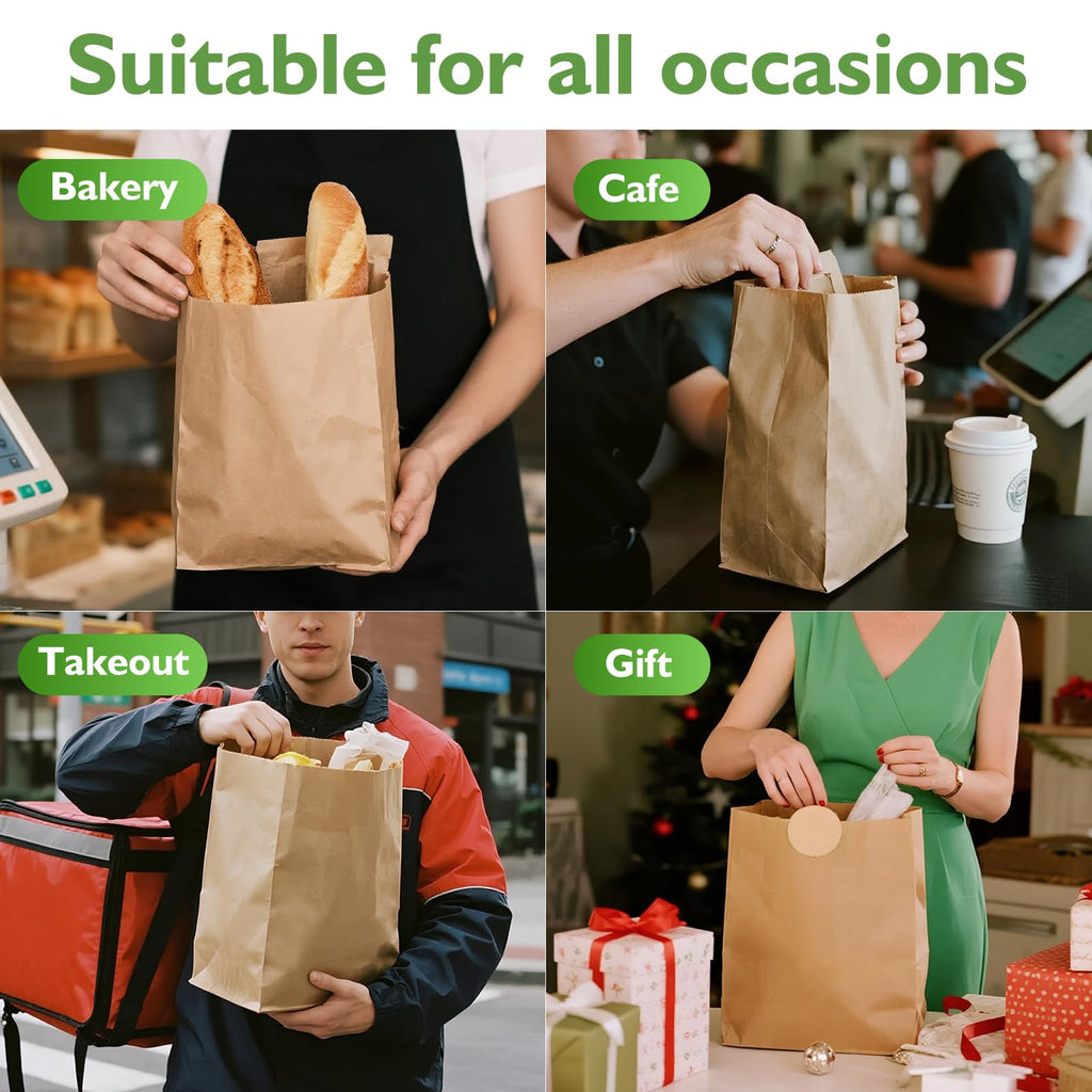 Homrelaxy 60 Pcs 4LB Brown Paper Lunch Bags, Disposable Kraft Paper Bag
