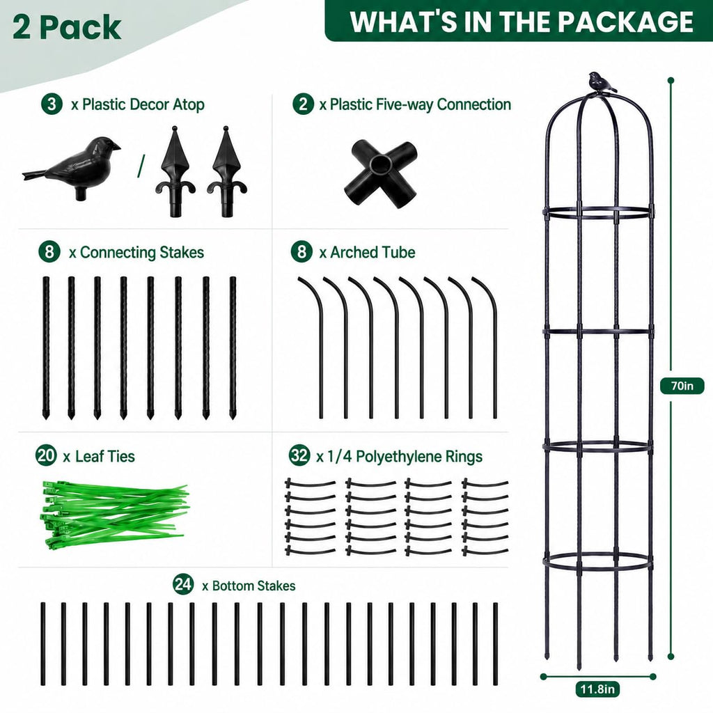 OTOSUNNY 2 Pack 6 ft Garden Obelisk Trellis for Climbing Plants Outdoor