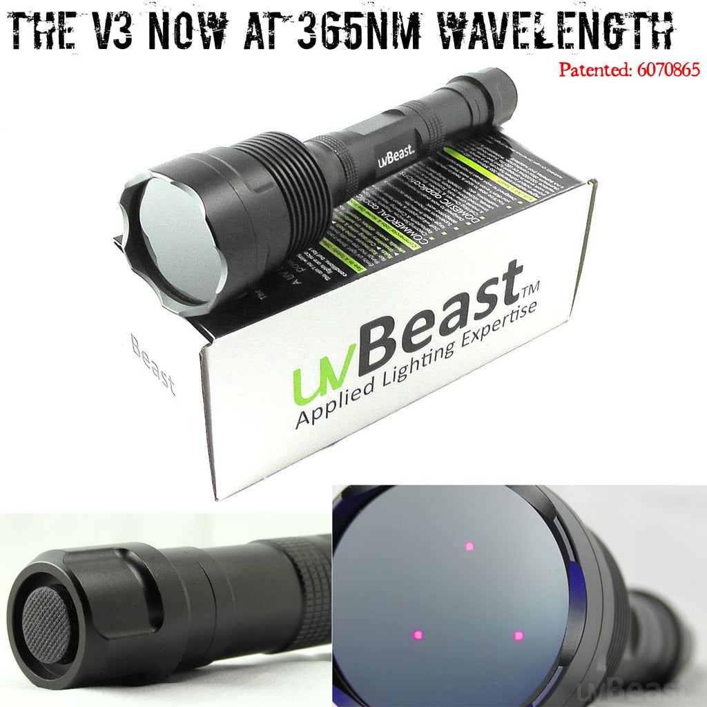 uvBeast V3 365nm Black Light UV Flashlight – High Definition Ultraviolet - HIgh Power and Long Range Professional Grade Beam Best for Professional/Commercial Use – USA Stock