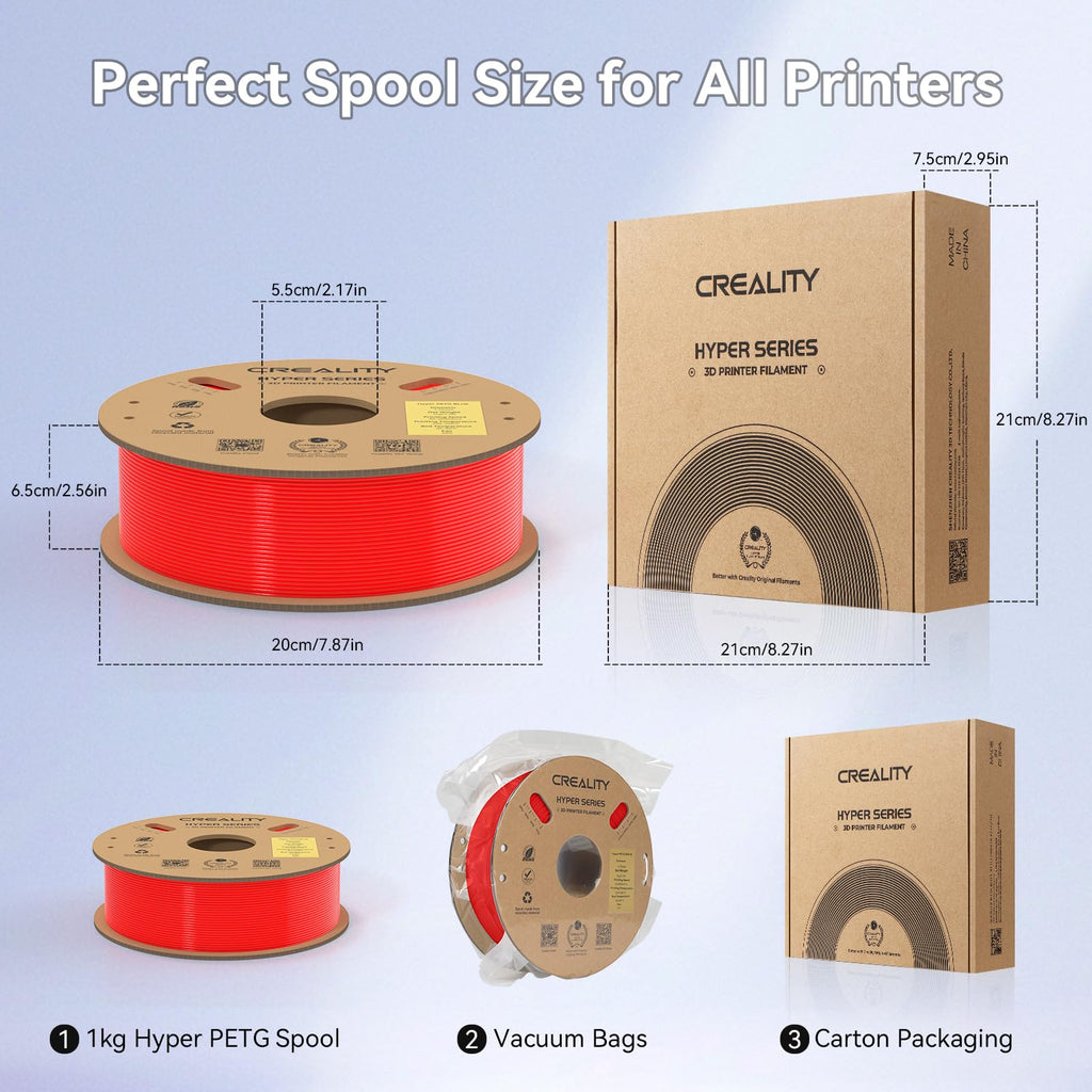 Official Creality Hyper PETG Filament 1.75mm, High Speed 600mm/s 3D Printer Filament PETG, 1kg(2.2lbs)/Spool, Dimensional Accuracy ± 0.05 mm