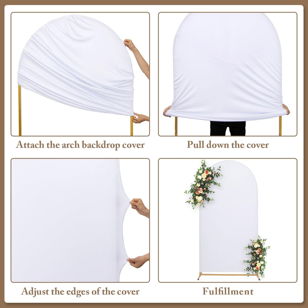 Toolterritary Metal Arch Backdrop Stand and Cover Set of 2, Sturdy 7.2FT, 6FT Party Backdrop Set, Wedding Arch Frame and Cover Set for Birthday, Baby Shower,Christmas, Anniversary