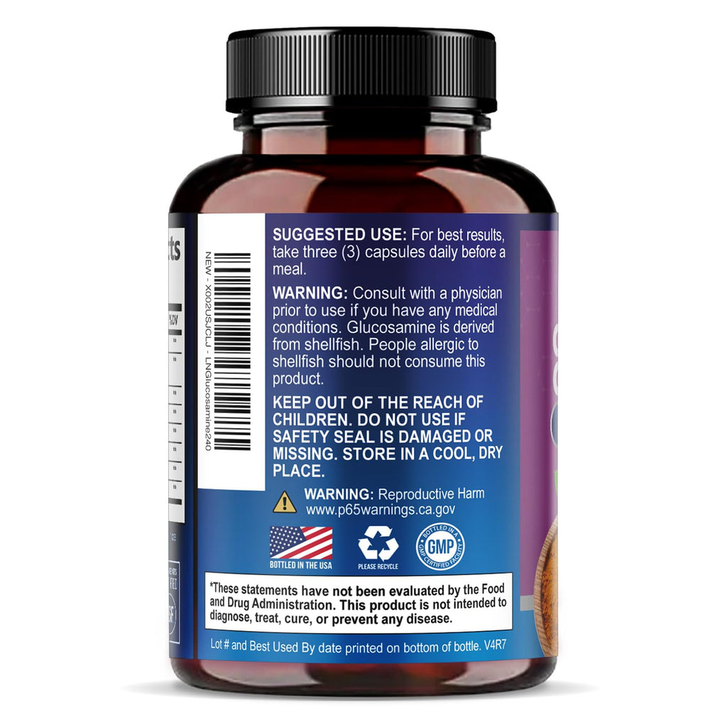 Glucosamine Chondroitin MSM Complex - 3X Strength Joint Support Supplement with Glucosamine Sulfate, Turmeric, Boswellia - For Cartilage, Mobility & Flexibility - Bottled in USA, 240 Capsules