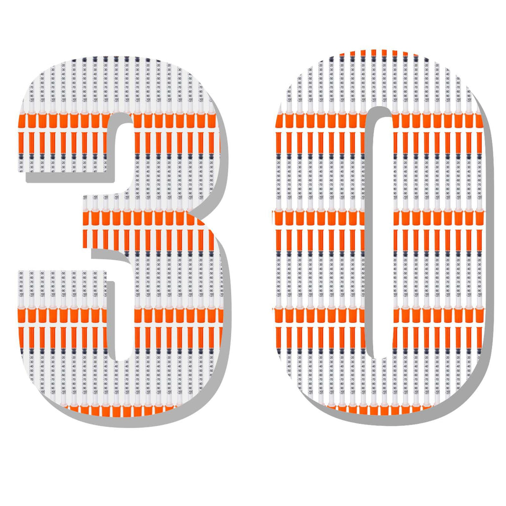 1ml Syringes with 30G 5/16" (8mm) Needle, Individual Wrapped, 30PACK (1CC 30G 5/16"-30PACK)