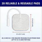 Syrtenty Tens Unit Electrodes Pads 2x2 20 Pcs Replacement Pads Electrode Patches for Electrotherapy