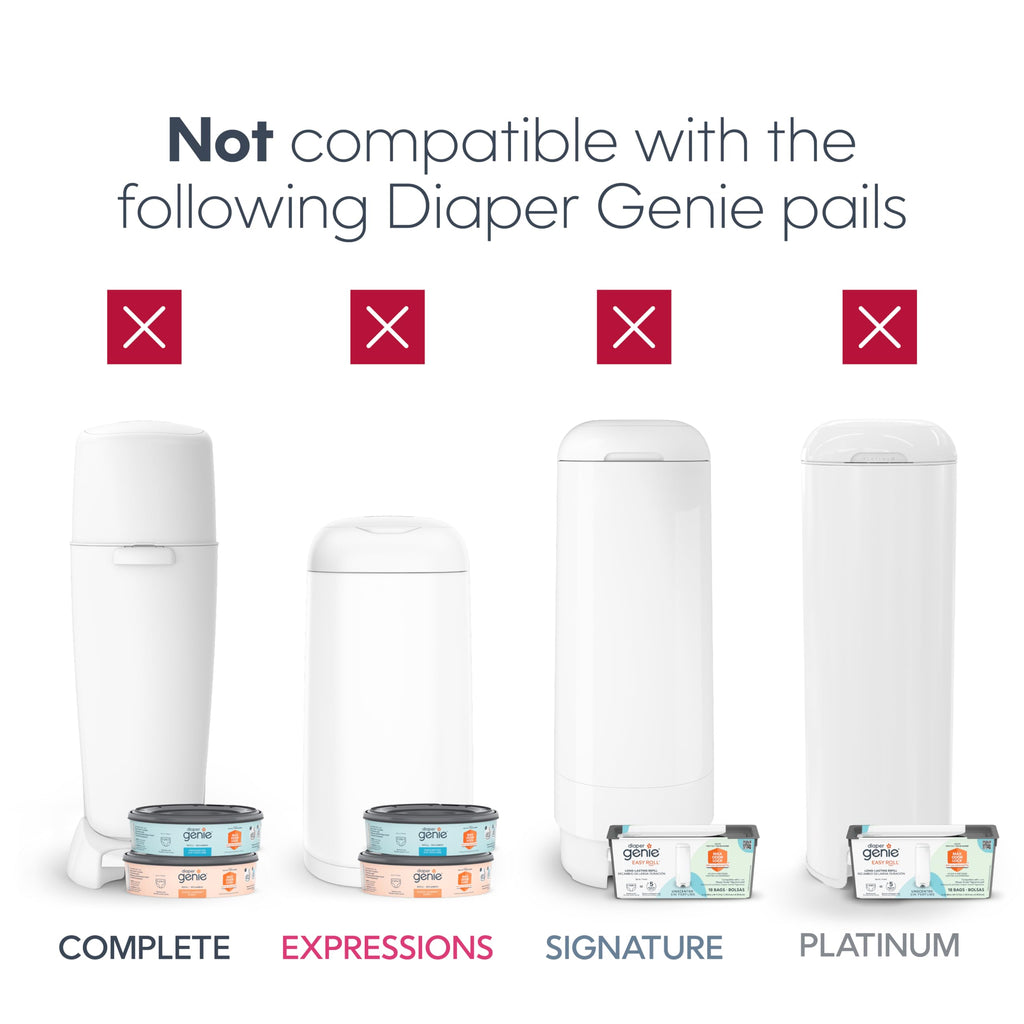 The Diaper Genie Jumbo+ Square Refill, with continuous film, can hold up to 1080 newborn-sized diapers per refill.