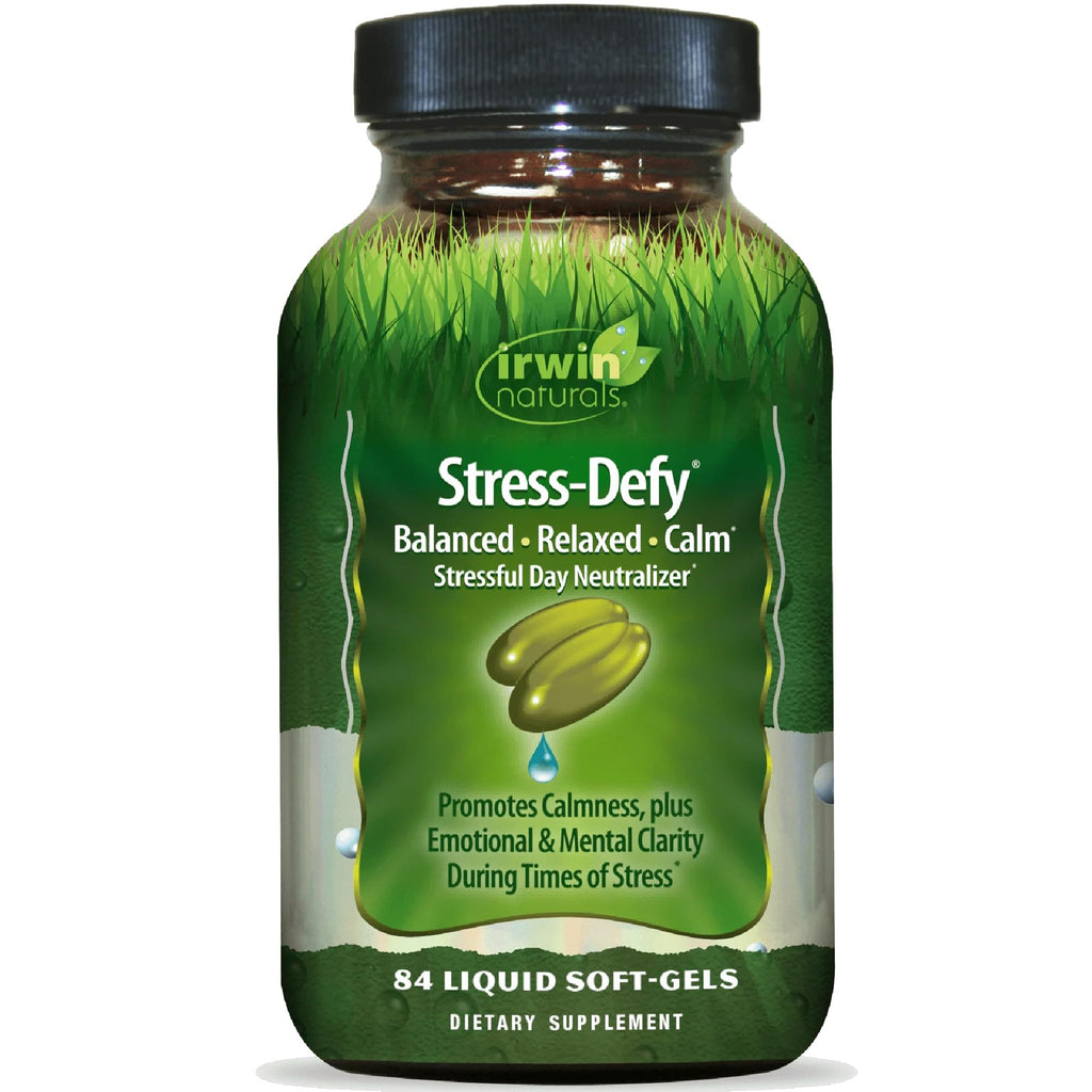 Irwin Naturals Stress-Defy Mood Support – 84 Liquid Soft-Gels – Calm, Balance & Emotional Wellness